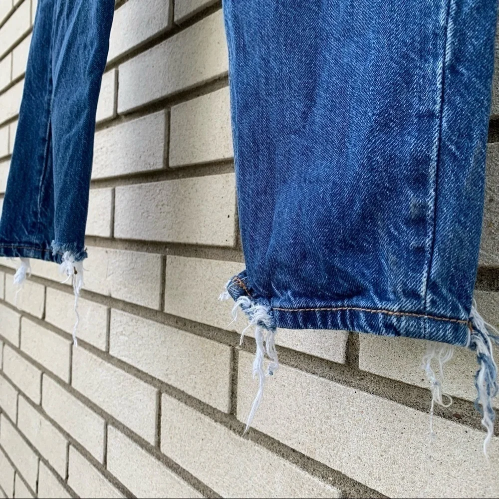 American Eagle 90s Boyfriend Distressed Ripped Destroyed Jeans Blue 00 Short - Picture 15 of 16